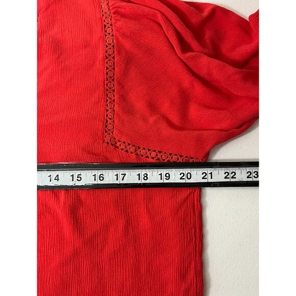 Gap Top Womens Small Shirt Blouse Long Sleeve Red Peasant Boho Casual Fall Work - Picture 13 of 16